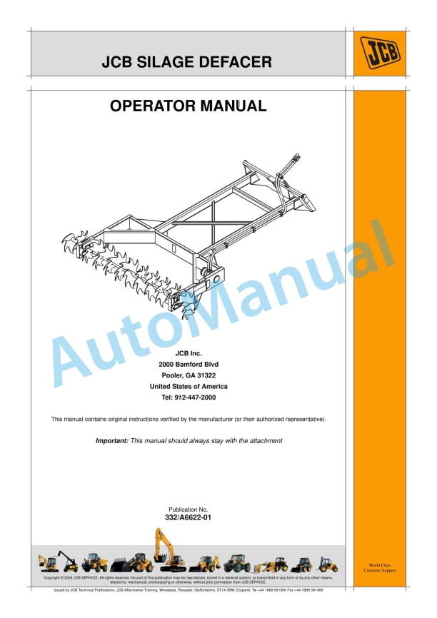 JCB Silage Defacer Operator Manual 332-A6622-01 1 JCB Silage Defacer Operator Manual 332-A6622-01