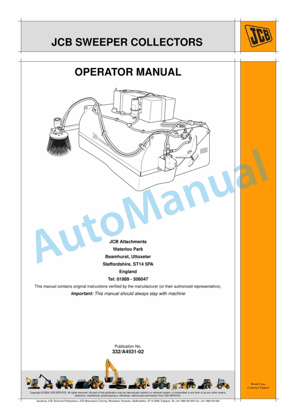 JCB Sweeper Collectors Operator Manual 332-A4531-02