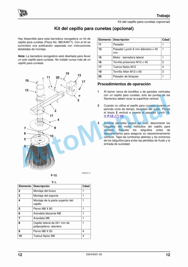 Alternative view of JCB Sweeper Collectors Operator Manual 332-A4531-02