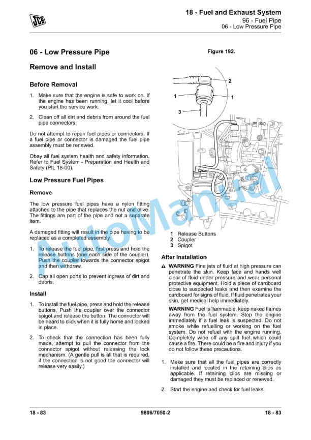 JCB T2-3 Mech Engine 4 Cyl Service Manual 9806-7050 4 JCB T2-3 Mech Engine 4 Cyl Service Manual 9806-7050 - Image 4