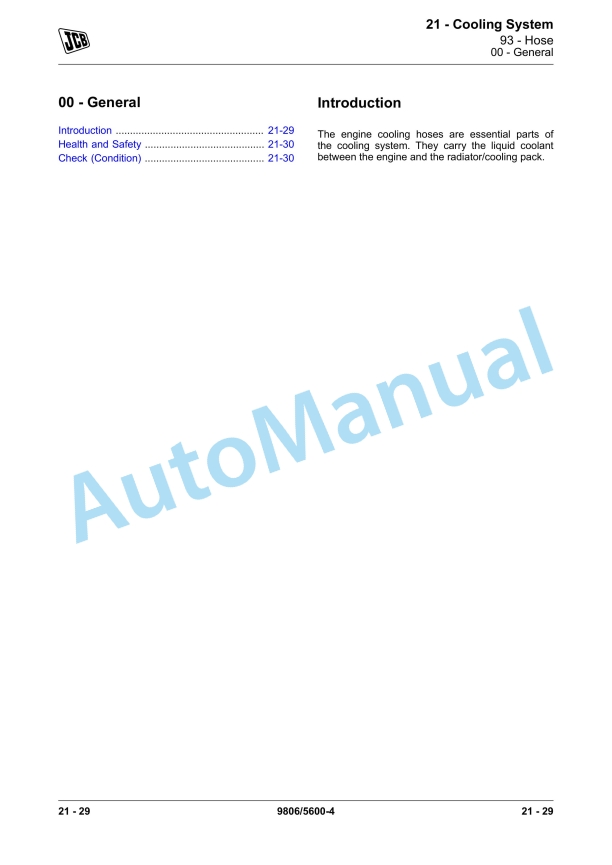 JCB T2, T3 Elec Engine 6 Cyl Service Manual 9806-5600 4 JCB T2, T3 Elec Engine 6 Cyl Service Manual 9806-5600-4