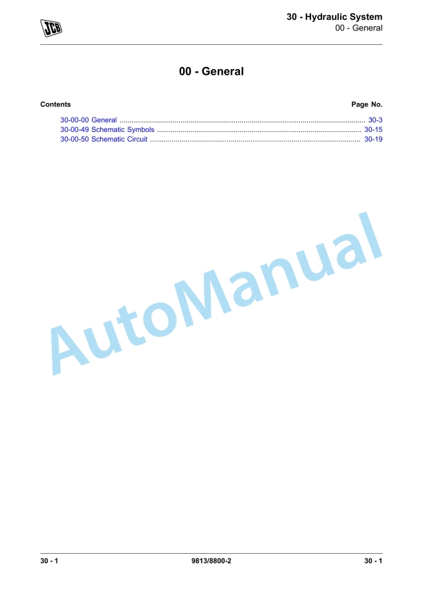 JCB TLT 25G, TLT 30G Teletruk Service Manual 9813-8800 2 JCB TLT 25G, TLT 30G Teletruk Service Manual 9813-8800 - Image 2