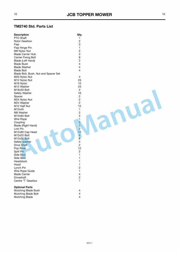 JCB Topper Mower For Compact Tractor Owners Manual 9814-0574 2 JCB Topper Mower For Compact Tractor Owners Manual 9814-0574-2