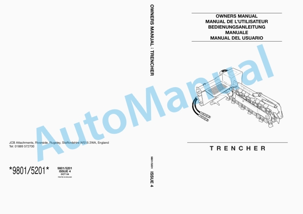 JCB Trencher Owners Manual 9801-5201 1 JCB Trencher Owners Manual 9801-5201
