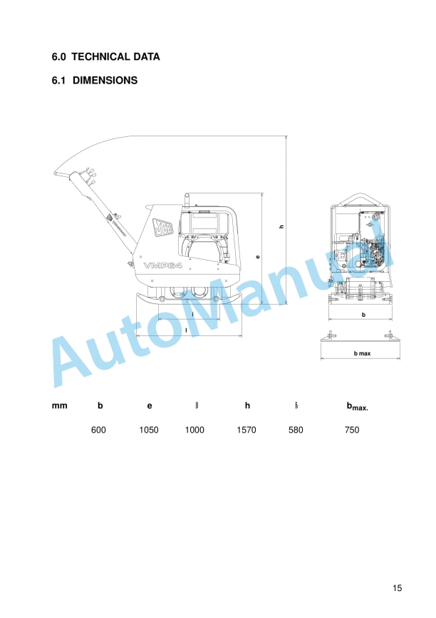 Alternative view of JCB VMP 64 Vibrating Plate Instruction Manual 05450-28135