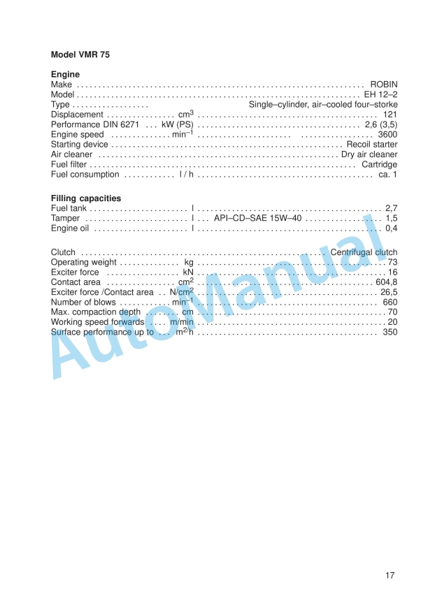JCB VMR 60, VMR 75 Powered Tamper Instruction Manual 05101-28135B 3 JCB VMR 60, VMR 75 Powered Tamper Instruction Manual 05101-28135B - Image 3