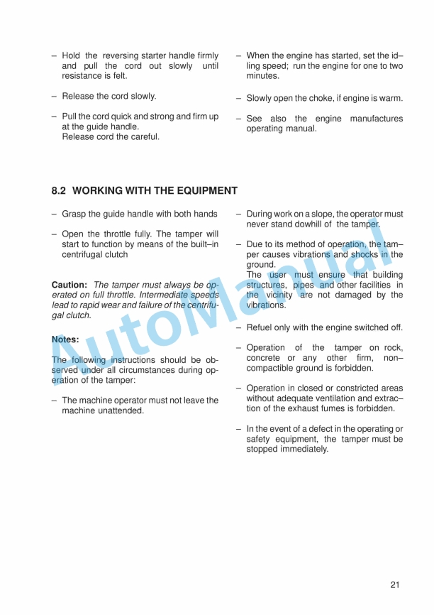 JCB VMR 60, VMR 75 Powered Tamper Instruction Manual 05101-28135B 5 JCB VMR 60, VMR 75 Powered Tamper Instruction Manual 05101-28135B - Image 5