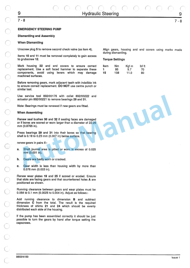 JCB Wheeled Loader Service Manual 9803-4100-5