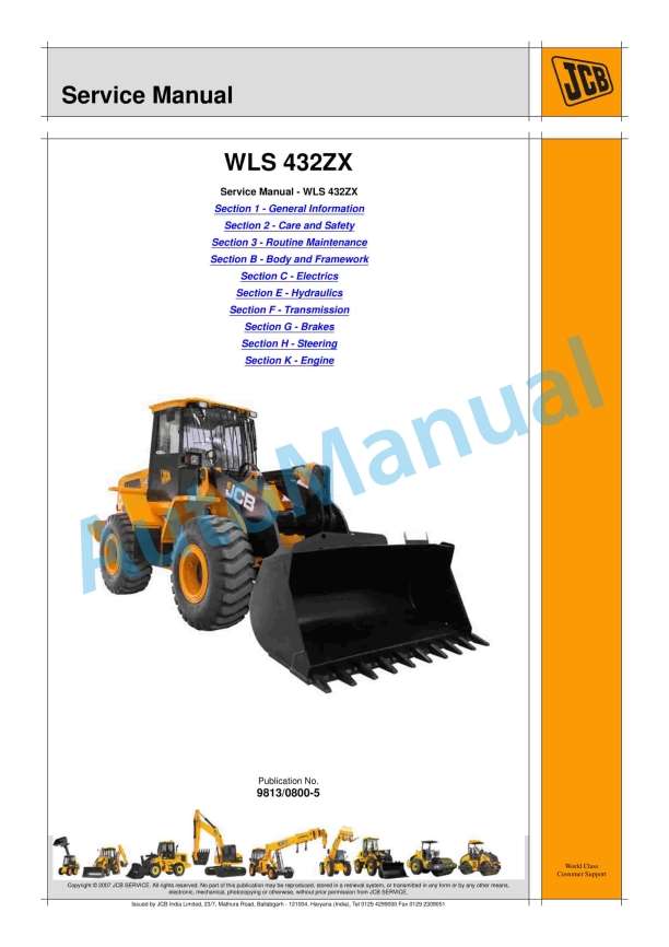 JCB WLS 432ZX Service Manual 9813-0800 1 JCB WLS 432ZX Service Manual 9813-0800
