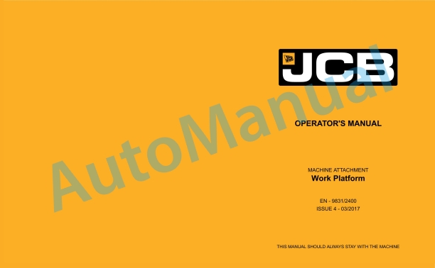 JCB Work Platform Operator Manual 9831-2400