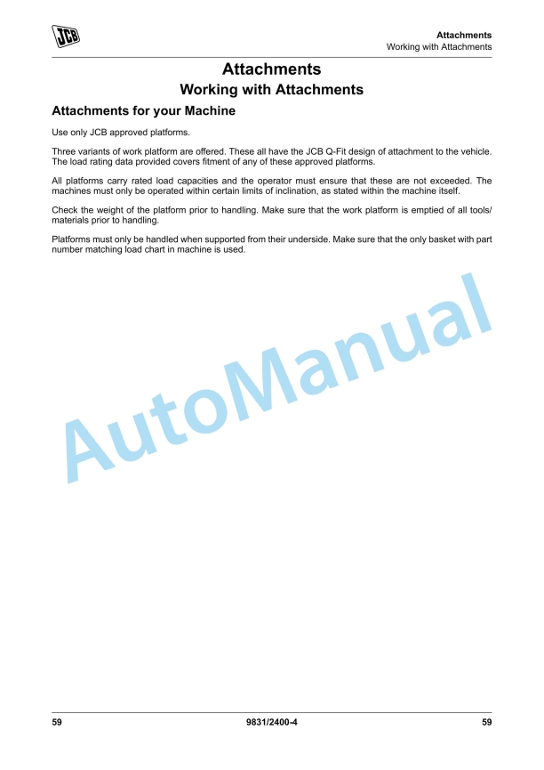 JCB Work Platform Operator Manual 9831-2400 4 JCB Work Platform Operator Manual 9831-2400 - Image 4