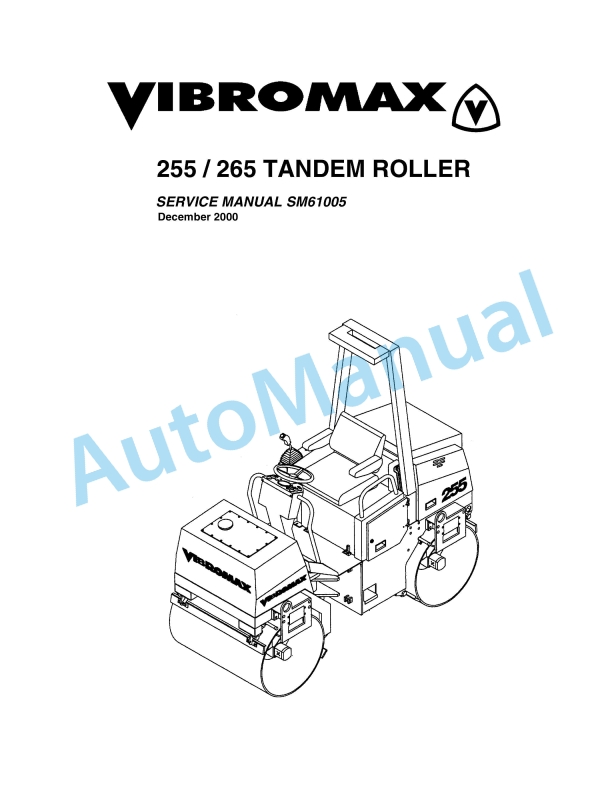 Vibromax 255, 265 Tandem Roller Service Manual SM61005